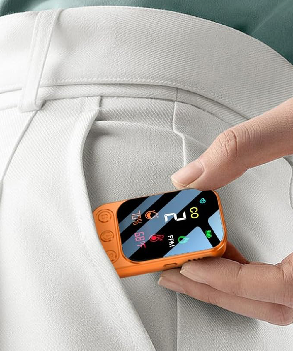 Portable Carbon Monoxide Detectors [3-in-1] Mini Size CO Monitor (Orange)